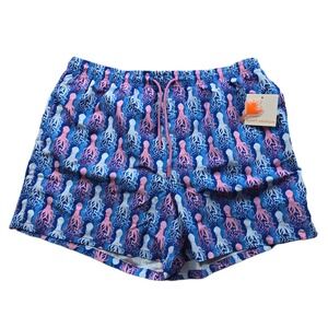 Happy Hour Swim Trunks Mens 2XL Blue Pink Octopus Print Board Shorts NEW‎